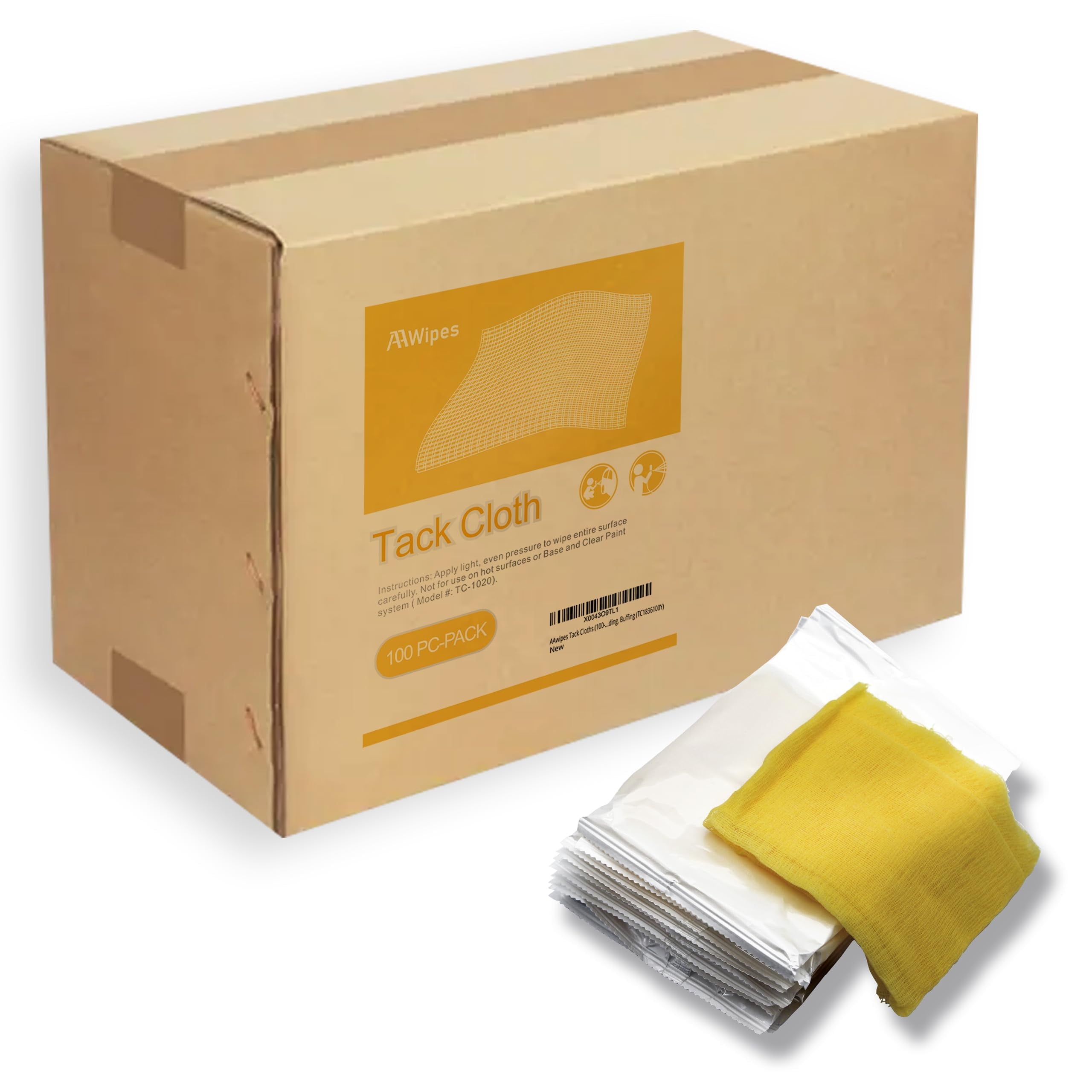 Yellow Rag Containers AAwipes Tack Cloths (100-Pack 100% Cotton Rags, Light Yellow, 18