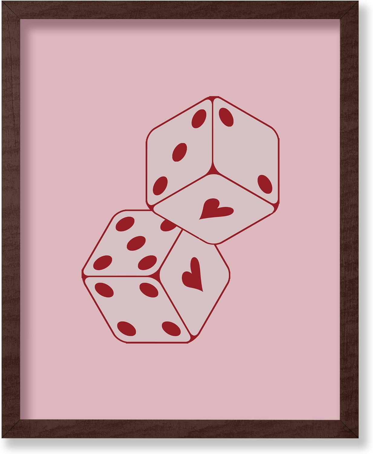 AAxxposter Chic Heart Dice Poster - Retro Pink Dice Print - Valentine's Day Art - Preppy Art ...