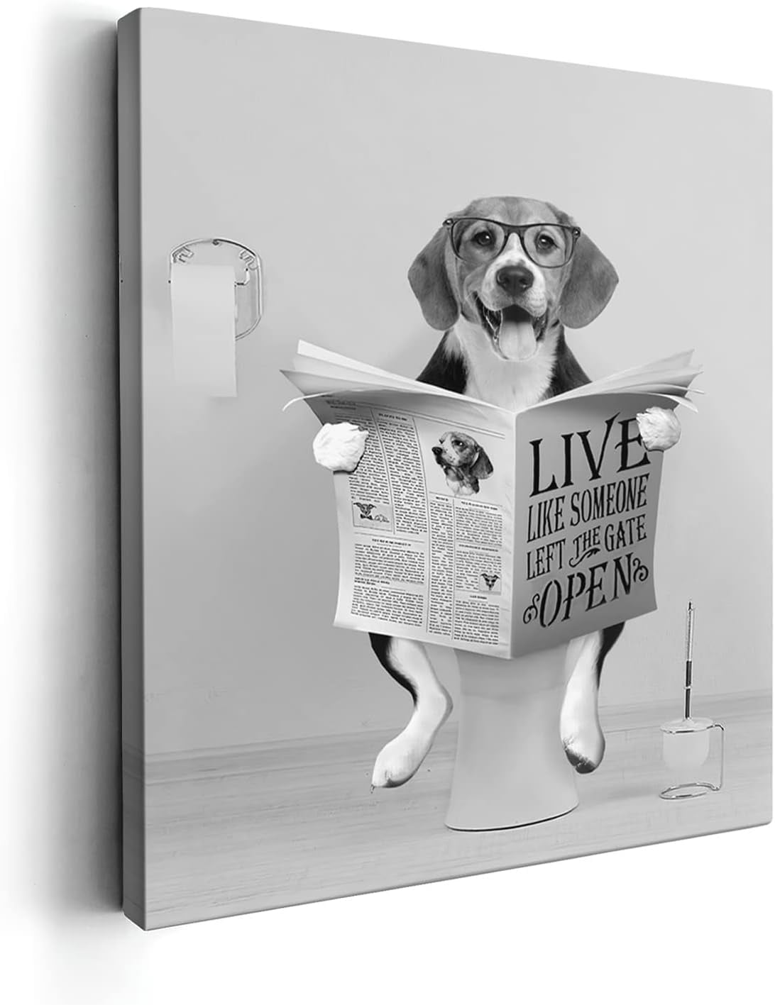 AAzaqTin-Black and White Beagle Dog Bathroom Decor Wall Art Funny ...