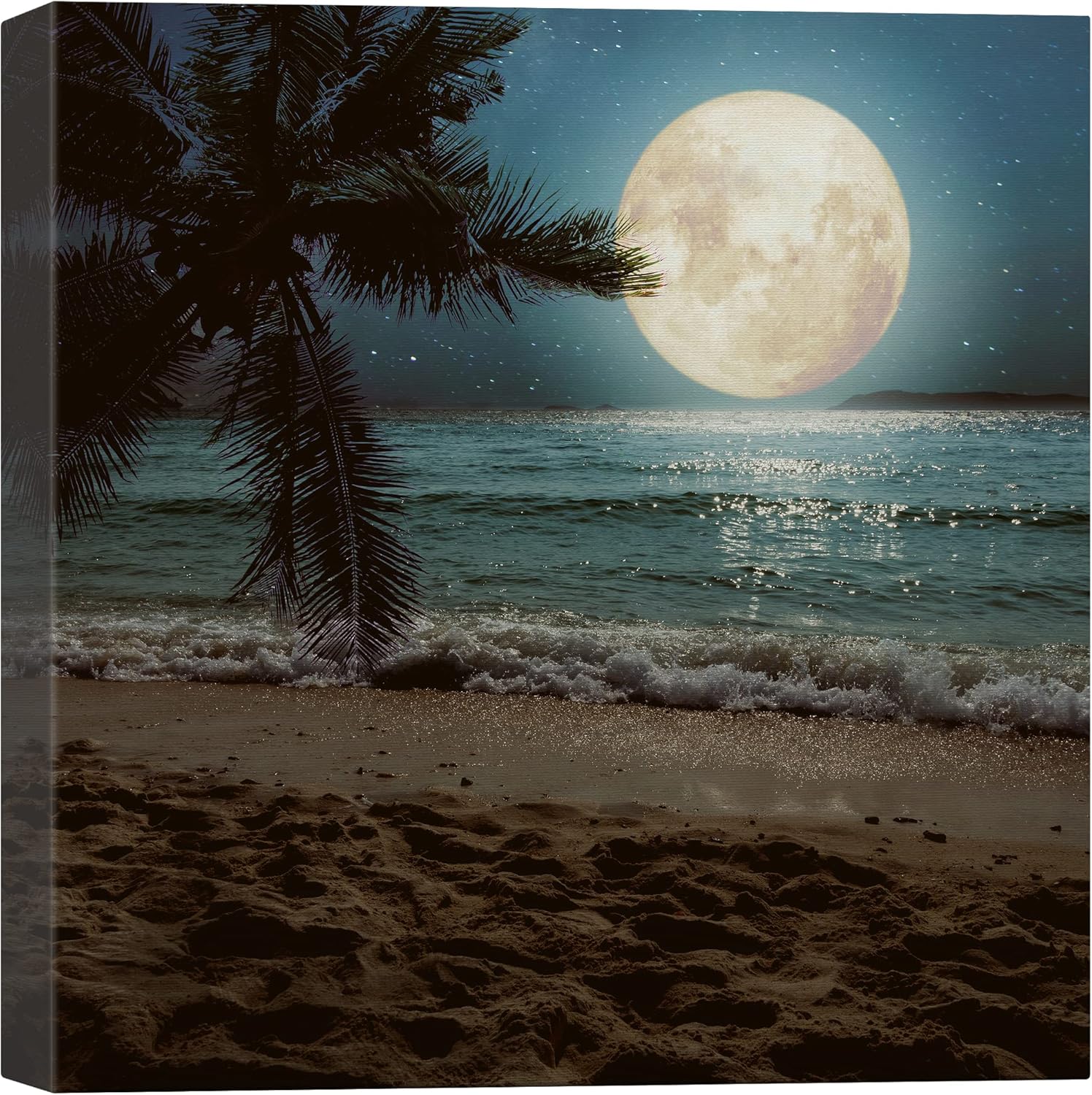 AAzaqTin-Canvas Print Wall Art Harvest Moon Night Sky Tropical Ocean ...