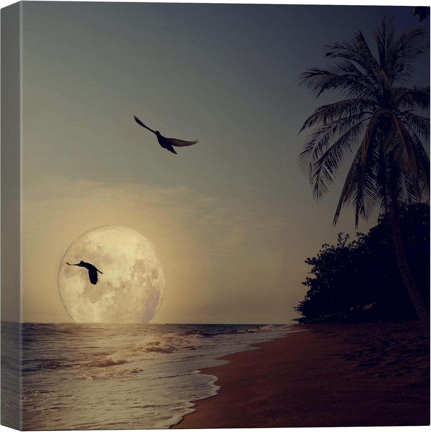 AAzaqTin-Canvas Print Wall Art Harvest Moon Tropical Ocean Sea Beach ...