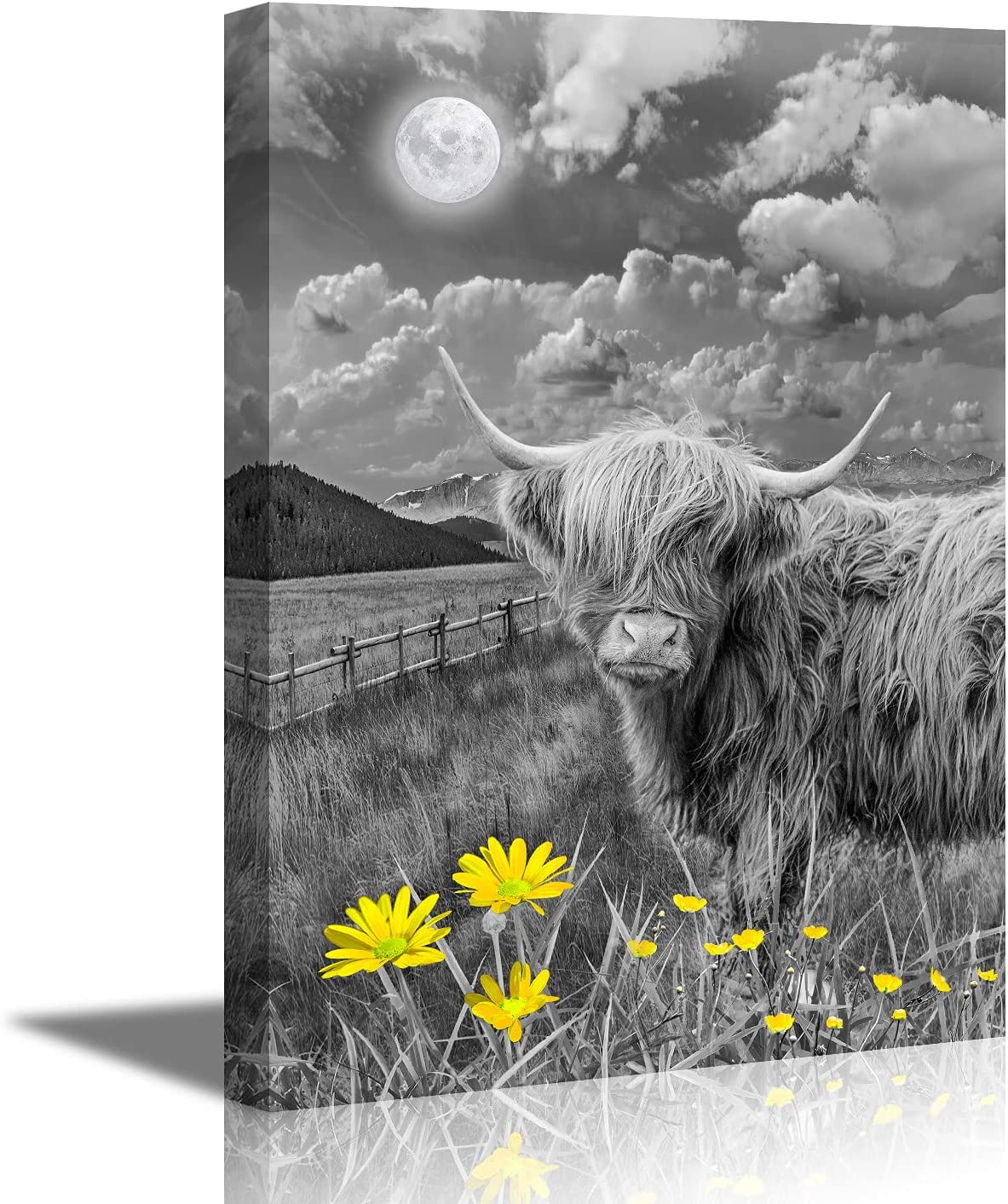 Black, White & Mustard Yellow Canvas Wall Art Set - Abstract Animal Print, Multiple Sizes