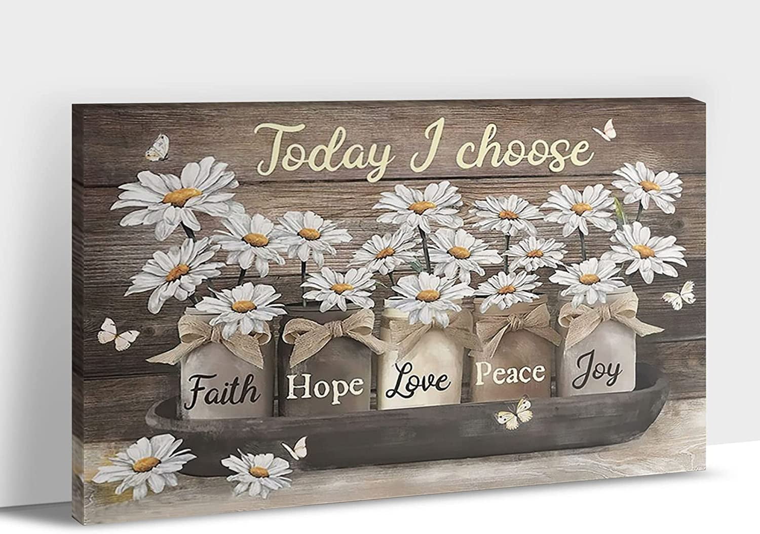 AAzaqTinFarmhouse Wall Art Daisy Jesus Quote Canvas Wall Art, Today