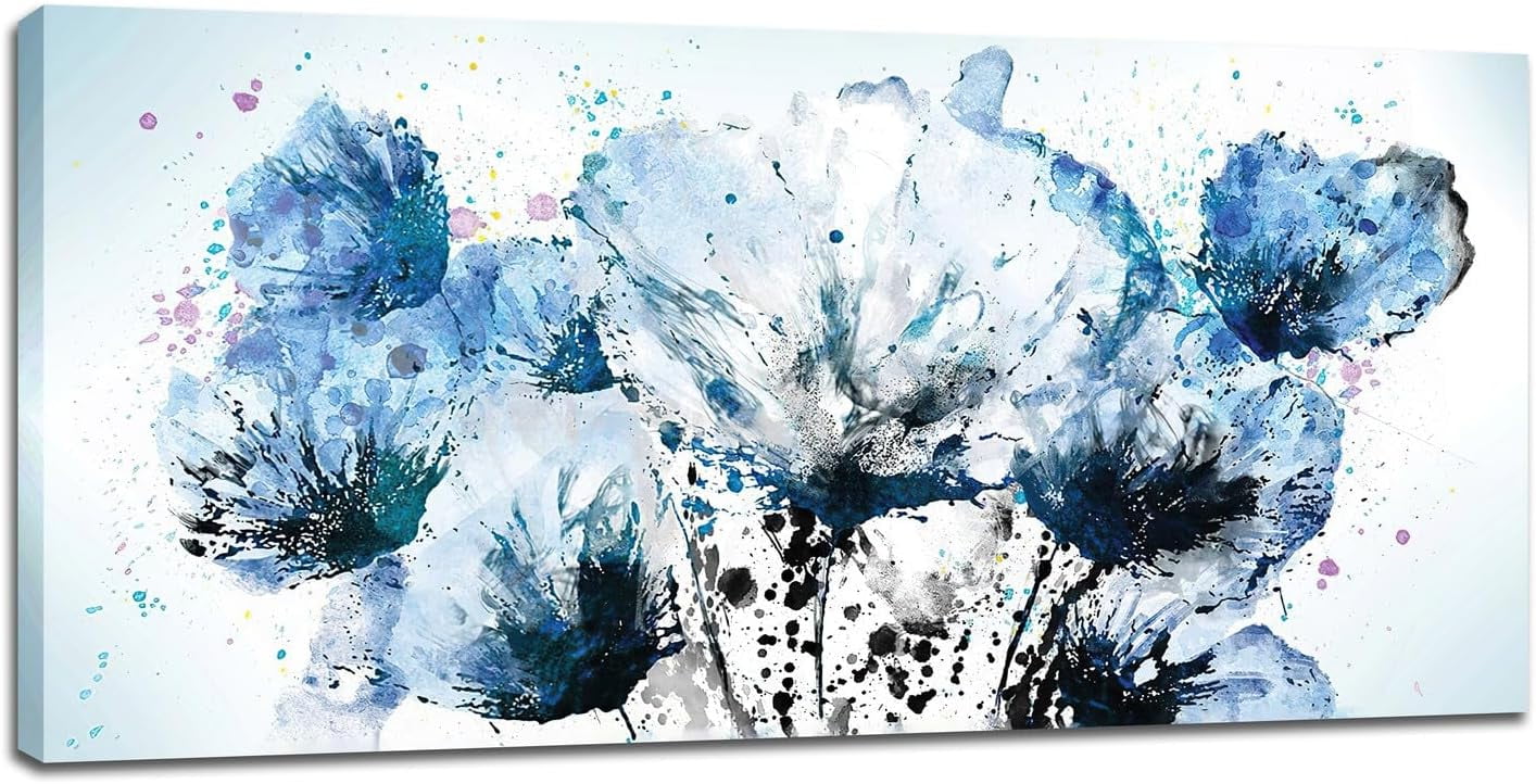 AAzaqTin Large Canvas Wall Art For Living Room Abstract Blue Floral aazaqtin-large-canvas-wall-art-for-living-room-abstract-blue-floral