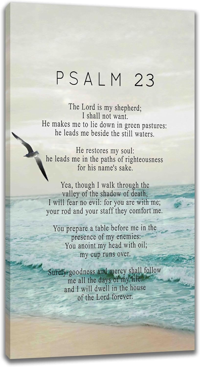 AAzaqTin-Psalm 23 Wall Art Large Wall Art 30x60 inch Psalm 23 Canvas Wall Decor Scripture Bible ...