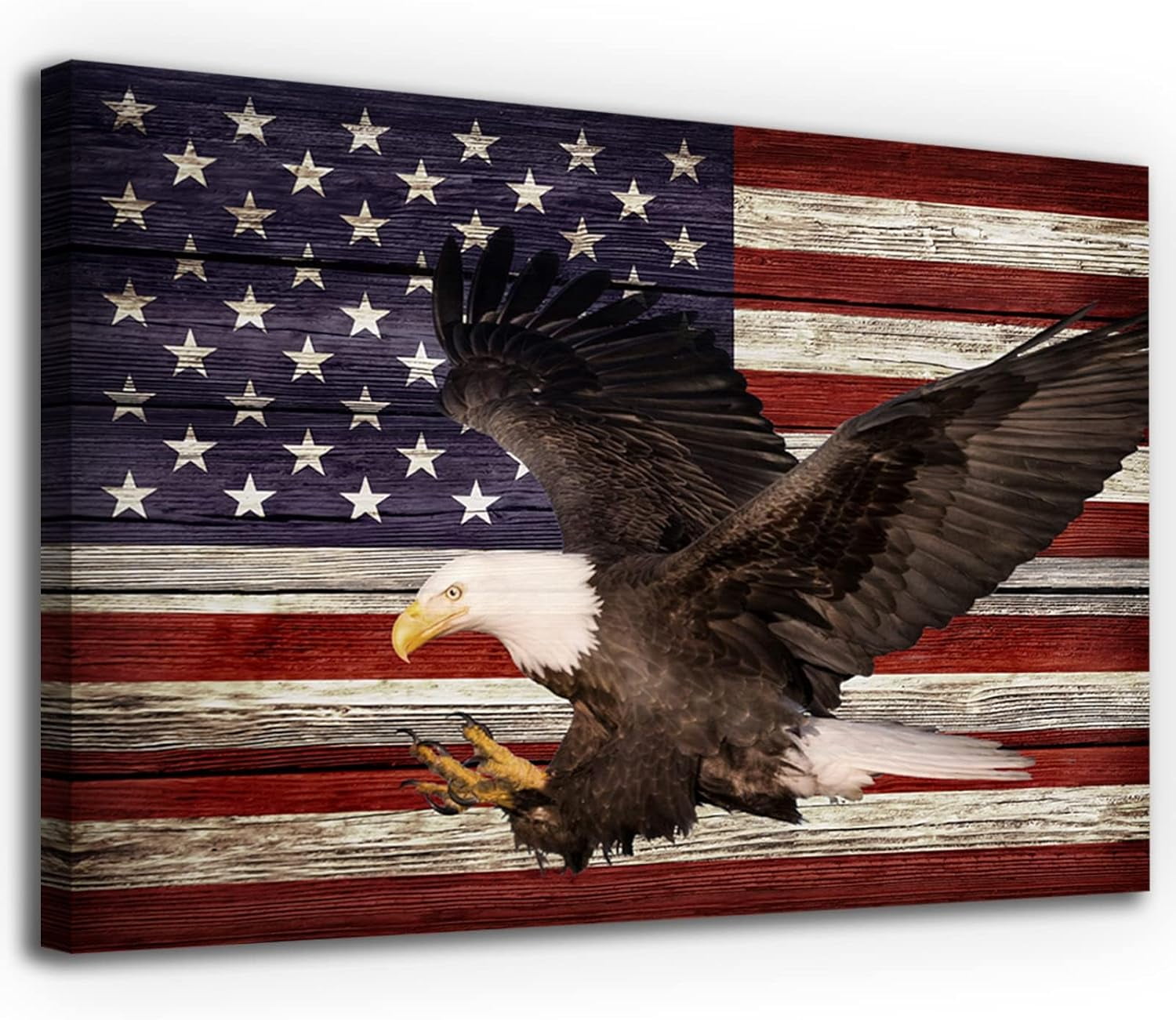 AAzaqTin-Rustic American Flag Canvas Wall Art Bald Eagle Pictures for ...