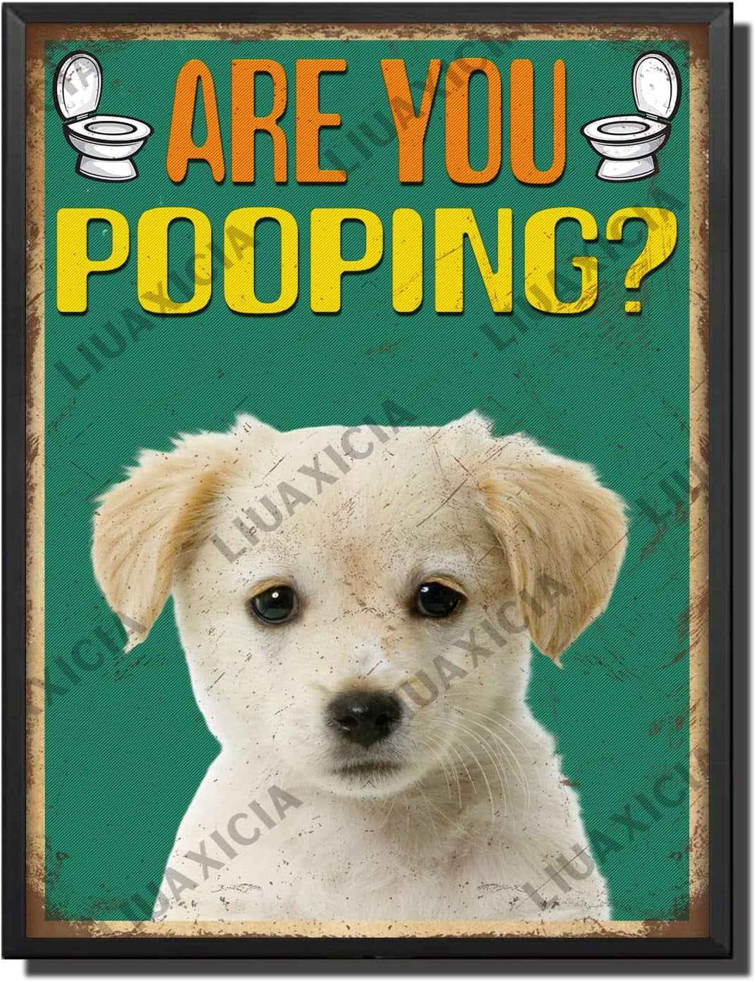 AAzaqTin Rustic Metal Decor Vintage are You Pooping Funny Dog Bathroom ...