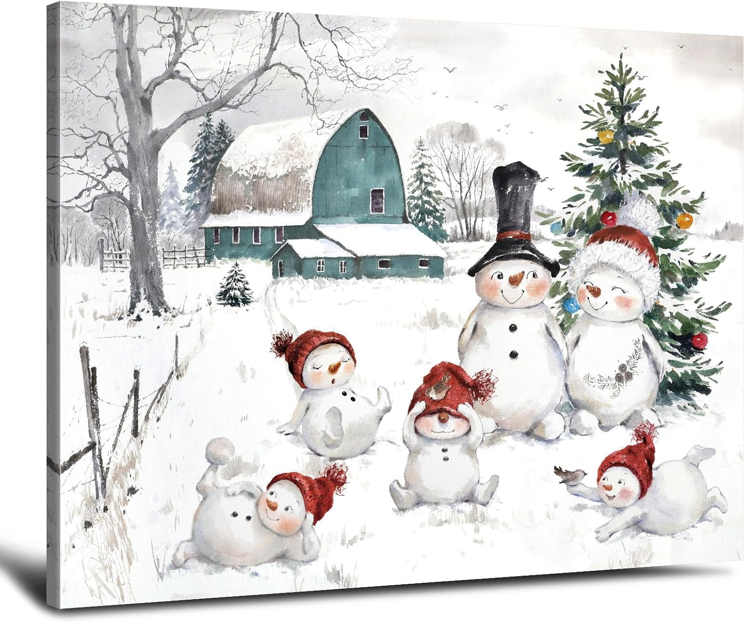 AAzaqTin-Snowman Christmas Canvas Wall Art: Farmhouse Christmas Decor ...