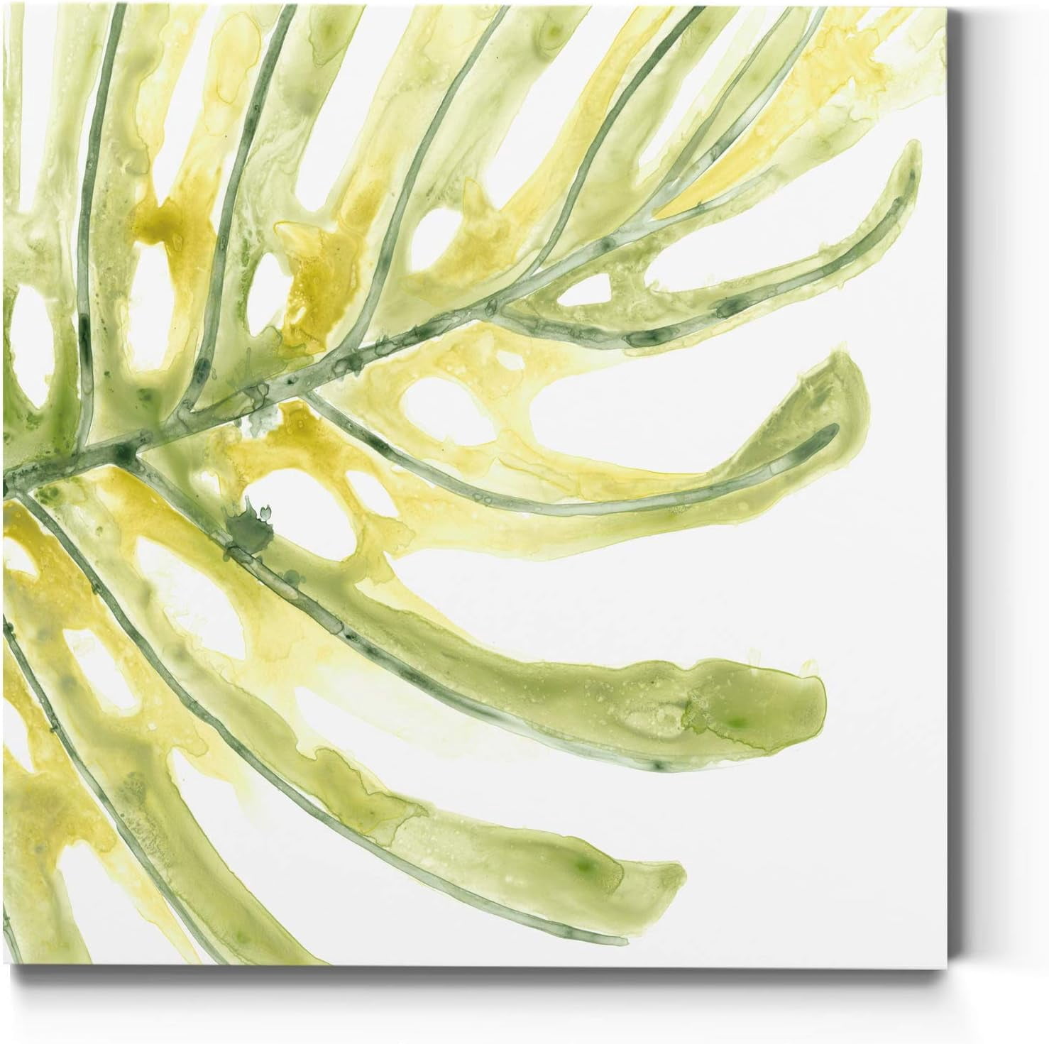 Square Canvas Wall Art 32x32 - Coastal Abstract Indigo & Ochre Print, Gallery Wrapped, Handmade In USA