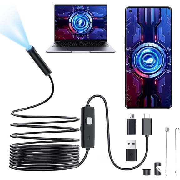 Android Endoscope for Phone, 8mm Diameter, 10m Rigid Cable, Box Packaged, with 4Language Manual & OldStyle Android Connector