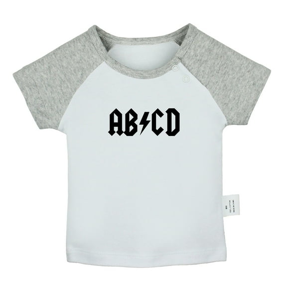AB CD Funny Rock T shirt For Baby, Newborn Babies T-shirts, Infant Tops, 0-24M Kids Graphic Tees Clothing (Short Gray Raglan T-shirt, 0-6 Months)