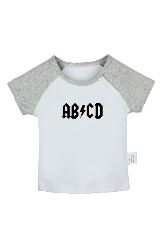 AB CD Funny Rock T shirt For Baby, Newborn Babies T-shirts, Infant Tops, 0-24M Kids Graphic Tees Clothing (Short Gray Raglan T-shirt, 0-6 Months)
