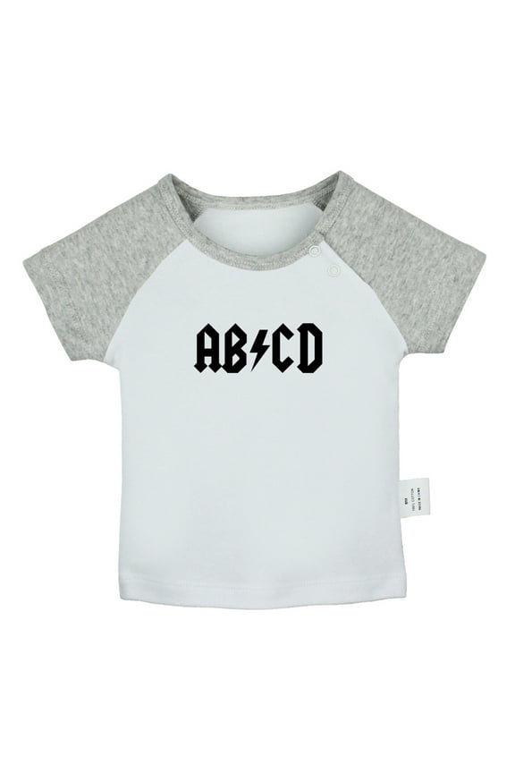 AB CD Funny Rock T shirt For Baby, Newborn Babies T-shirts, Infant Tops, 0-24M Kids Graphic Tees Clothing (Short Gray Raglan T-shirt, 6-12 Months)