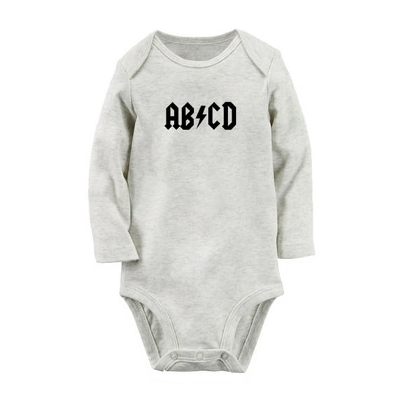 AB CD Funny Rompers, Newborn Baby Unisex Bodysuits, Infant Jumpsuits, Toddler 0-12 Months Kids Long Sleeves Oufits (Gray, 6-12 Months)