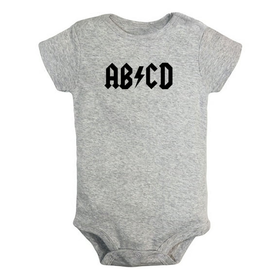 AB CD Rock Funny Rompers For Babies, Newborn Baby Unisex Bodysuits, Infant Jumpsuits, Toddler 0-24 Months Kids One-Piece Oufits (Gray, 0-6 Months)