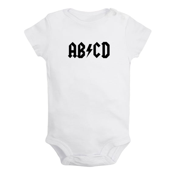 AB CD Rock Funny Rompers For Babies, Newborn Baby Unisex Bodysuits, Infant Jumpsuits, Toddler 0-24 Months Kids One-Piece Oufits (White, 18-24 Months)