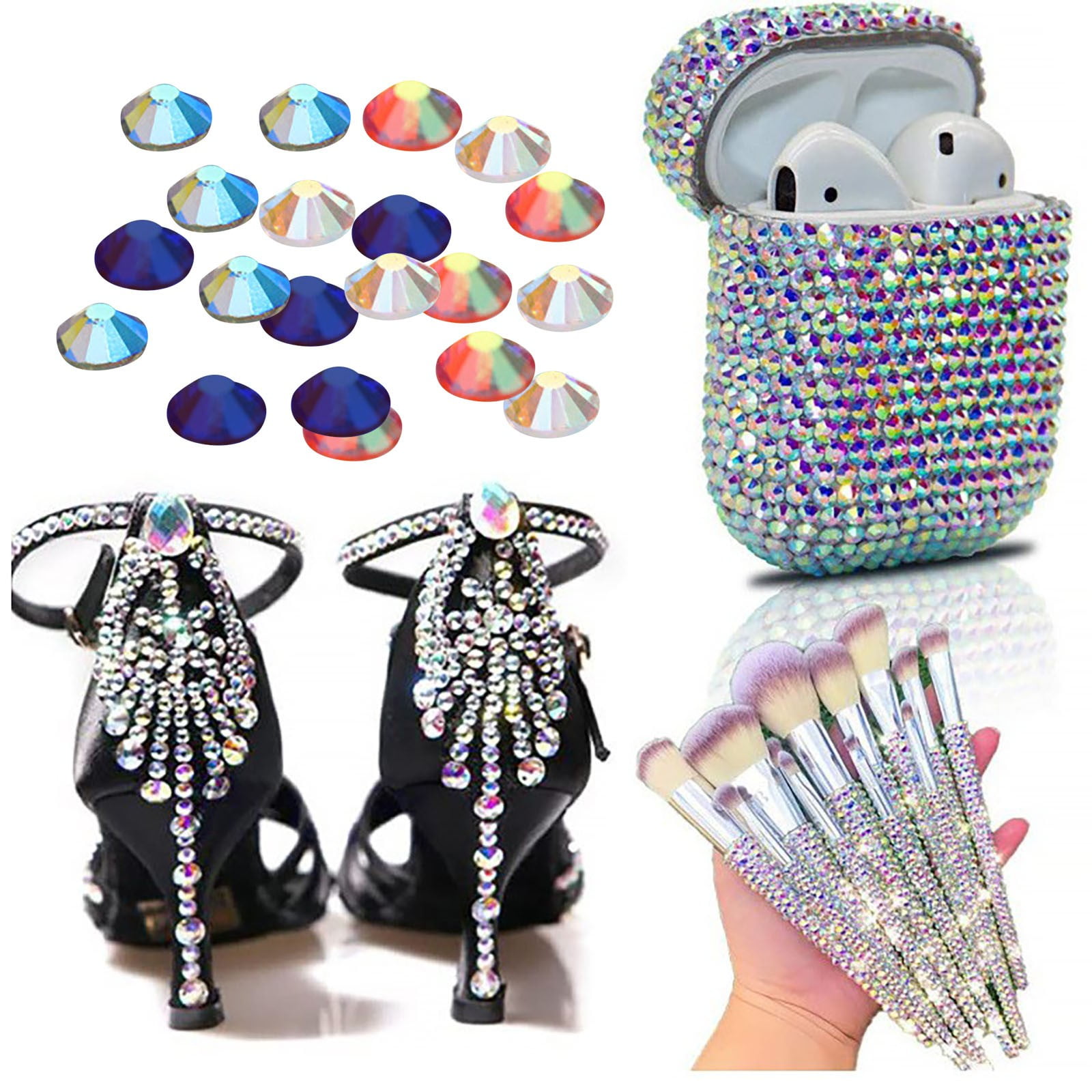 AB Color Flat Bottomed Diamond Glass Nail Drill DIY Accessory Matching