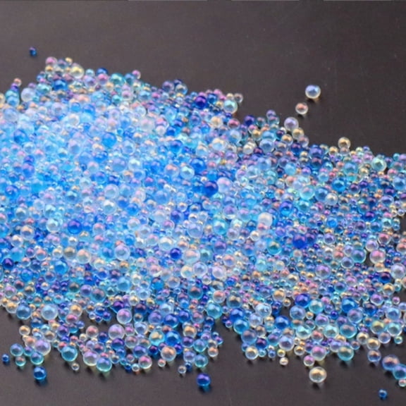AB Color Plated 3D Nail Art Glass Mini Ball Beads Tiny Caviar Nail Beads DIY Nails Art Round Decorations Light Sky Blue 0.4-3mm 720-1000pcs/bag