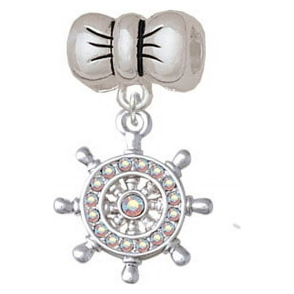 AB Crystal Ship Wheel - Bow Charm Bead