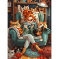 AB Diamond cross stitch Painted Cartoon Girls and cats 5D DIY Diamond