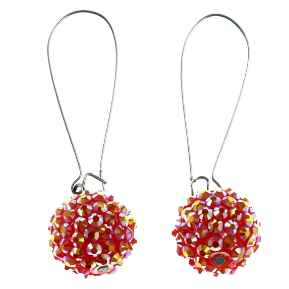 AB Finish Dangle-Earrings With Crystal Accents Red & Yellow Colored #LQE4199