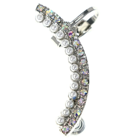 AB Finish Ear-Cuff With Crystal Accents  Silver-Tone Color #MQE058