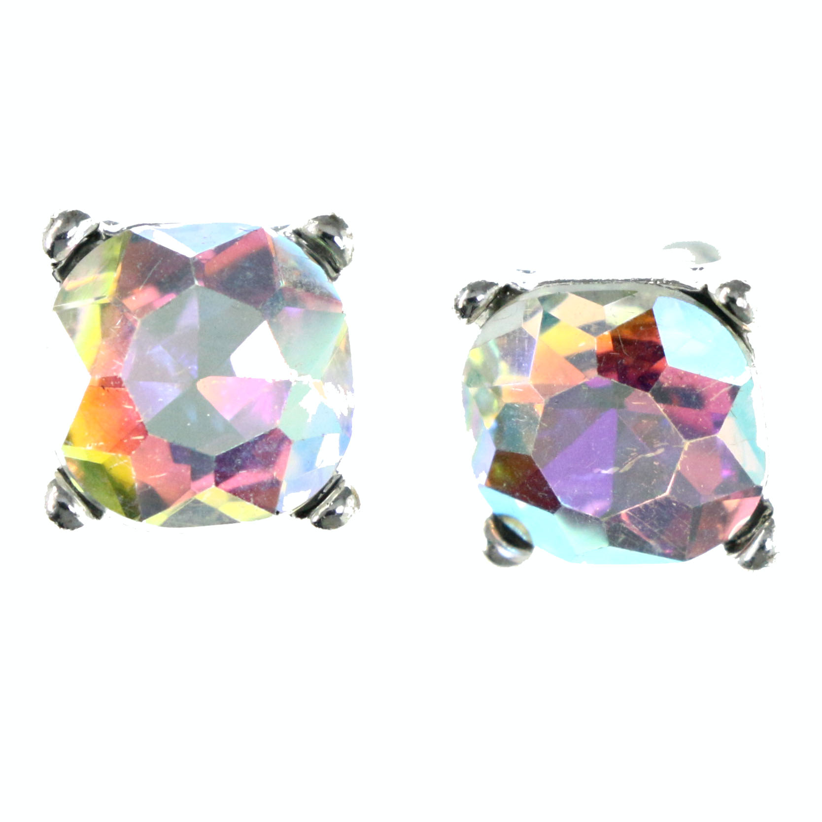 AB Finish Stud-Earrings With Crystal Accents Silver-Tone Color #LQE4238 ...