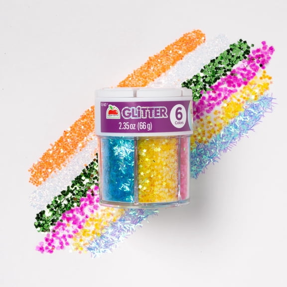 Apple Barrel 6 Piece Glitter Shakers, Brights, 2.35 oz