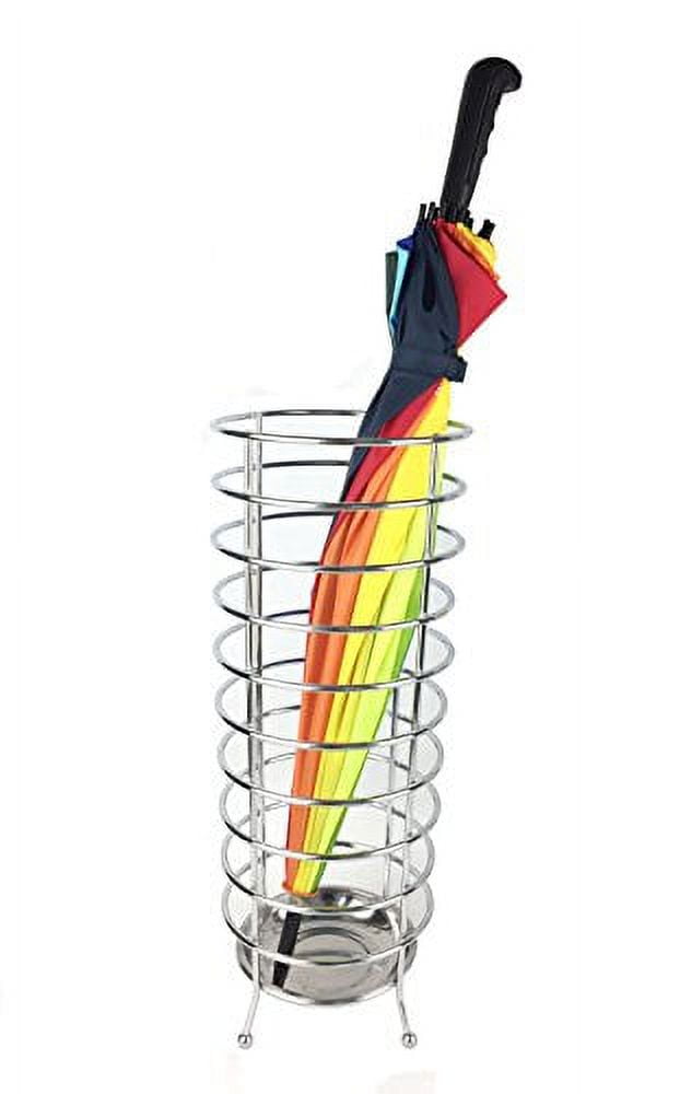 Chrome Open Frame Umbrella Stand with Stainless Steel Base