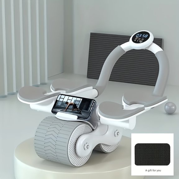 AB Roller, New AB Roller Auto Rebound with 4 Elbow Supports, Auto Rebound Abdominal Wheel with Timer, Abdominal Exercise Roller, Plank AB Roller for Core Trainer