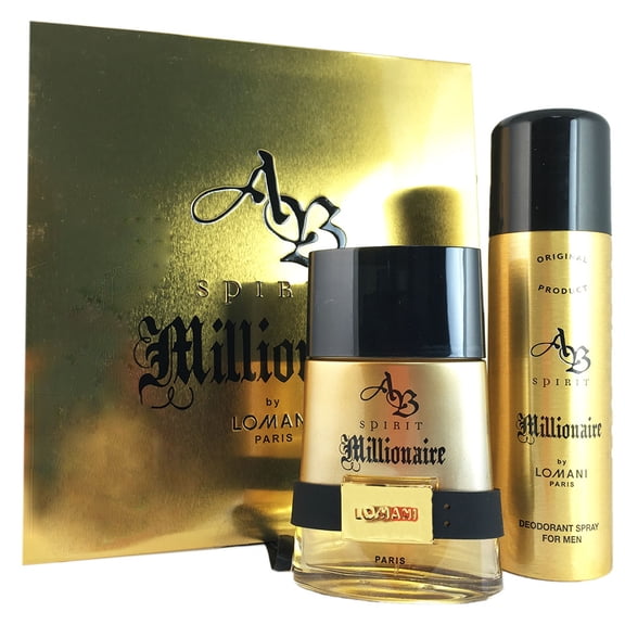 AB Spirit Millionaire for Men by Lomani 3.3 oz EDT Spray 2 Piece Set