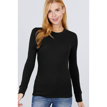 AB Women's Basic Thermal Long Sleeve Knit T-Shirt