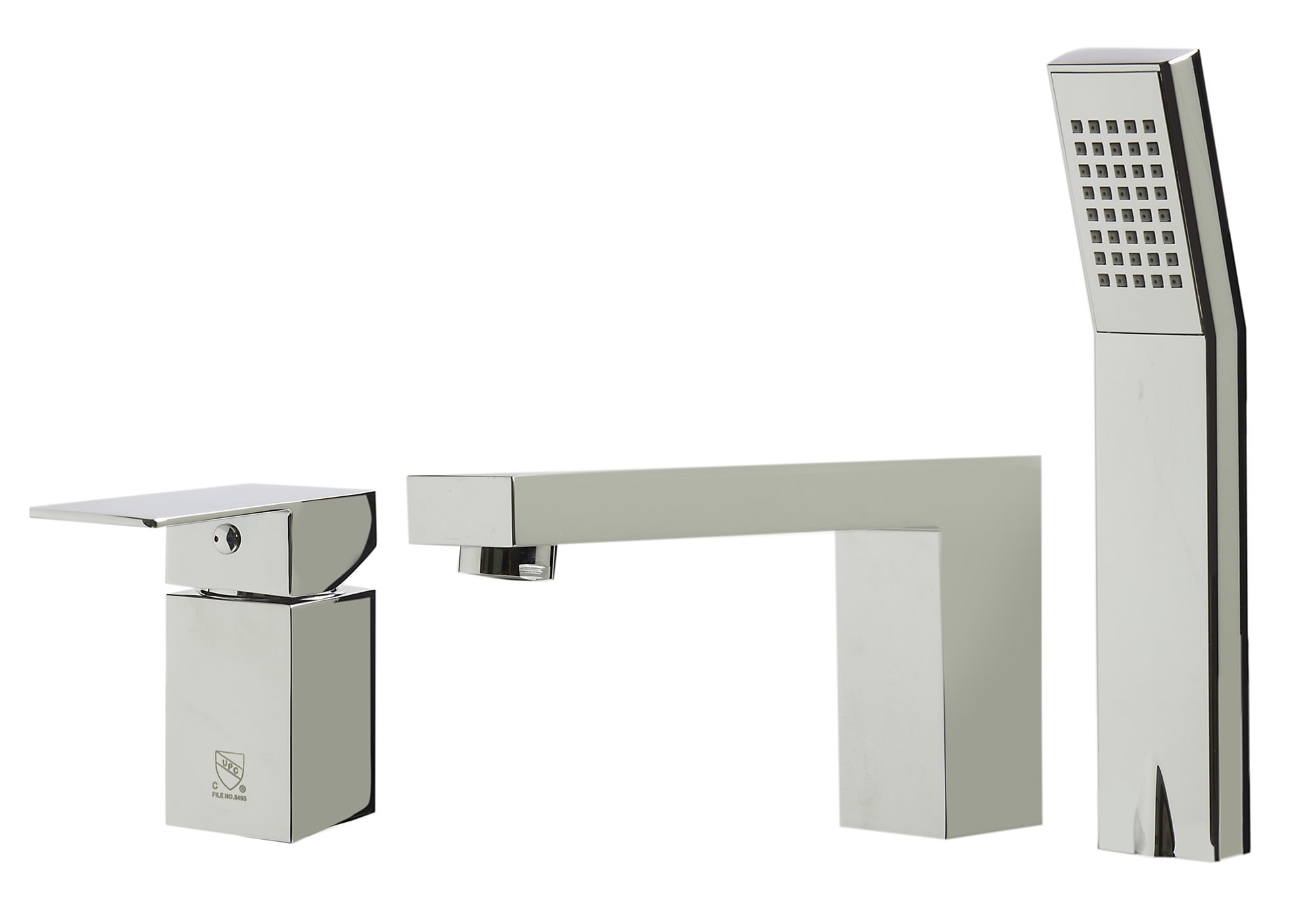 Polished Chrome Brass Tub Filler with Handheld Shower