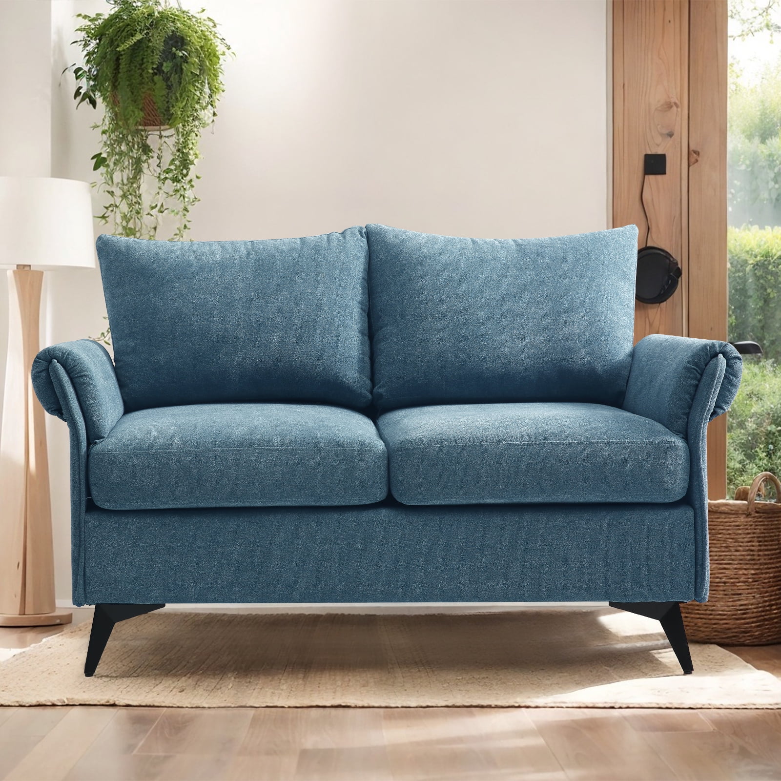 ABAKAN Modern Small Loveseat Sofa,Linen Fabric 2Seat Sofa Couch with