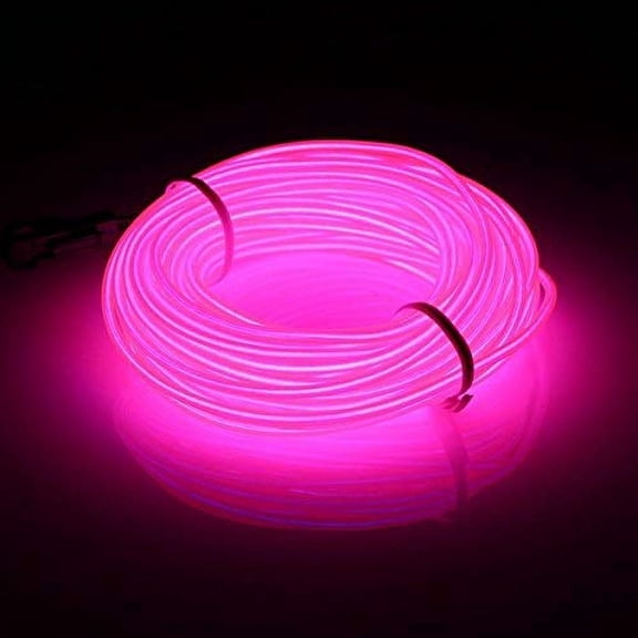ABALDI 3m EL Wire Neon Lights Tube Illumination Battery Powered High Brightness Rope Lights Pack Drivers with 3 Modes EL Wire for Party Wedding Decoration pub DIY(Pink, 9ft/3m)