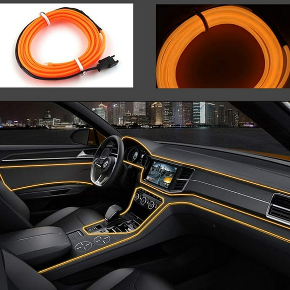 ABALDI DC 12V Led Lights Flexible Soft Tube Wire Lights Neon Glowing Car Decor Strip Light for Xmas Party DIY(5m/16ft, Orange)
