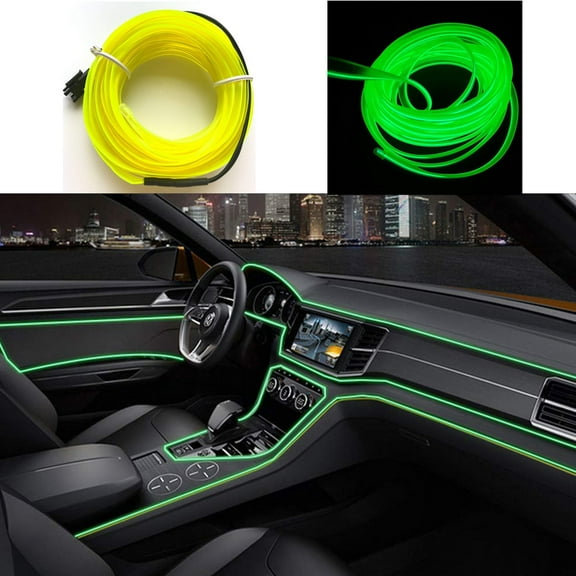 ABALDI El Wire Light Strips Electroluminescence Light Glowing Neon String Lights for Car Seat/Console/Door/Dash Board Decoration Easily DIY(2m/6ft, Fluorescent green)