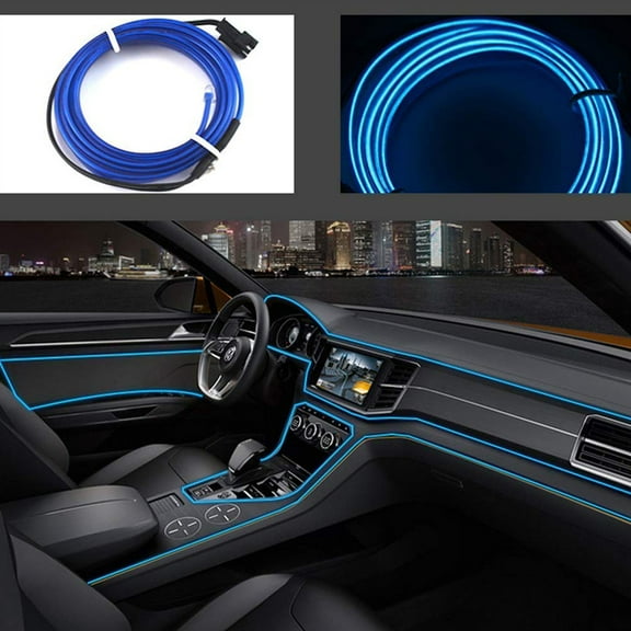 ABALDI El Wire, Neon Lights Rope Neon Glowing Strobing Electroluminescent Wire for Car Interior Decorations Xmas Party DIY(2m/6ft, Blue)