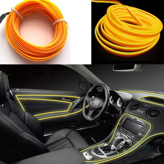 ABALDI Neon Wire for Car LED Strip 12V Neon Lights Under Dash Lighting Kit LED Rope Lights for Car Interior Decoration(3m/9ft, Yellow)