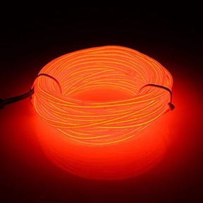 ABALDI Orange EL Wire Flexible Neon Lights 3 Light Modes Portable Battery Powered Rope Lights Pack Drivers High Brightness for Xmas Party Decoration Wedding Pub DIY(Orange, 16ft/5m)