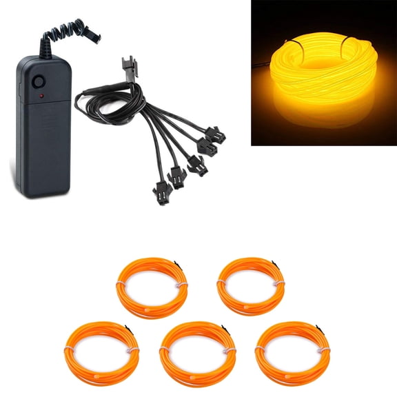 ABALDI Rope Lights Strip Neon El Wire with 3 Modes Portable Battery Operated for Christmas, Halloween, Home, Diy, Party Decoration(5x1m/3ft, Yellow)
