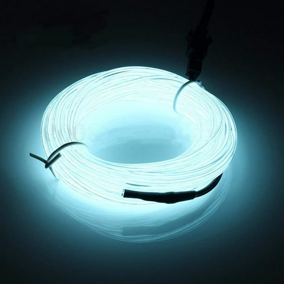 ABALDI White EL Wire Rope Lights Glowing Strobing Neon Lights with Battery Pack Controller for Parties, Halloween, Advertisement, Wedding, pub Indoor Outdoor Decoration, DIY(White, 16ft/5m)