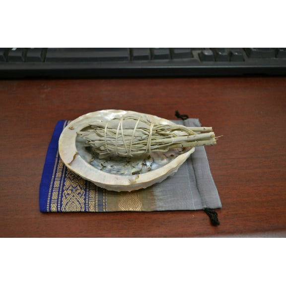 ABALONE SHELL WHITE SAGE SMUDGE KIT SPIRITUAL CLEANSING
