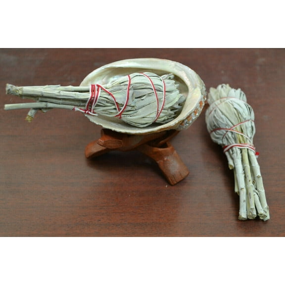 ABALONE SHELL WHITE SAGE WITH STAND SMUDGE KIT REPLACEMENT SPIRITUAL CLEANSING
