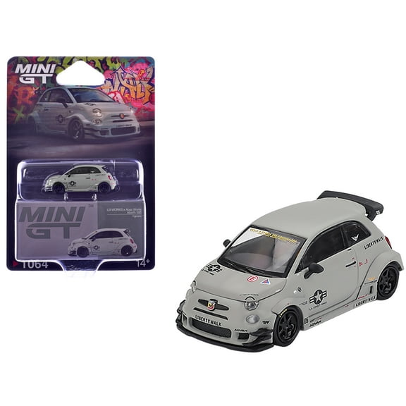 ABARTH 595 LB-Works x Abas Works "Fighters" Matt Gray Ltd Ed 1/64 Diecast Model Car by Mini GT