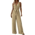 thumbnail image 1 of ABATAB Wide Leg Jumpsuits for Women Casual V-Neck Sleeveless Rompers Wide Leg Long Pants Rompers Summer Outfits, 1 of 5