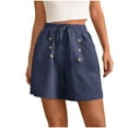 thumbnail image 1 of ABATAB Womens Summer Shorts Casual Button Shorts Drawstring Comfy Elastic Waist Shorts Summer Pull on Shorts with Pockets, 1 of 7