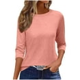 thumbnail image 1 of ABATAB 3/4 Length Sleeve Womens Tops Lightweight Crew Neck Tee Shirts Basic Classic T Shirts Summer Lounge Clothes, 1 of 4