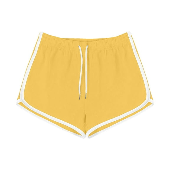 ABATAB Athletic Shorts for Women Casual Summer Drawstring Running Track Shorts Drawstring Gym Yoga Athletic Booty Shorts(X-Large,Yellow 1)