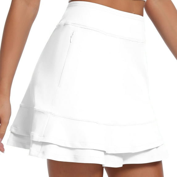 ABATAB Athletic Shorts for Women Yoga High Waist Skort Workout Golf Cute Tiered Trendy Summer Outfits with Zipper Pockets